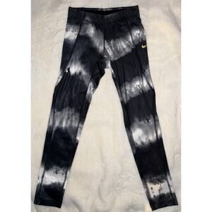 Nike Pro Combat Womens XS Dri-FIT Compression Leggings Tie Dye Gold Swoosh